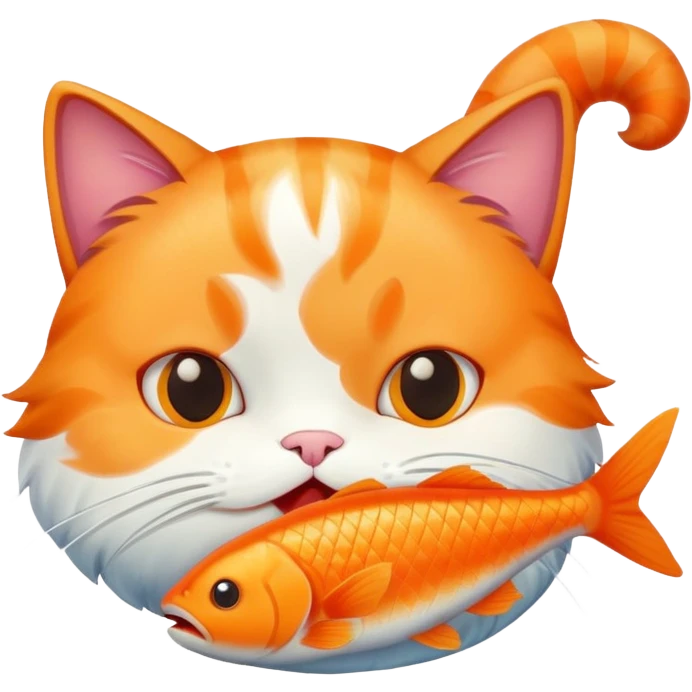 Cat eating fish emoji