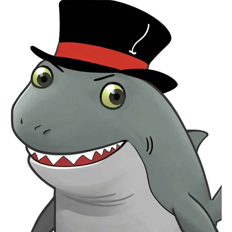 Shark with a top hat emoji