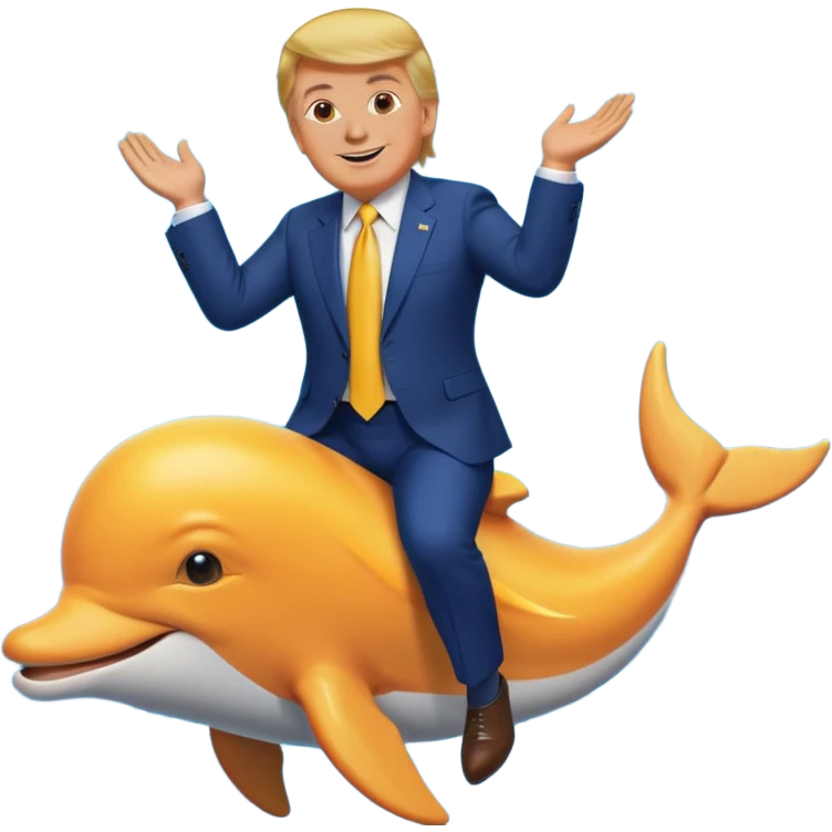 i’m trump at walmart while riding a dolphin emoji
