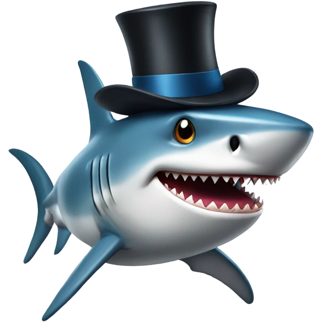 Shark with a top hat emoji