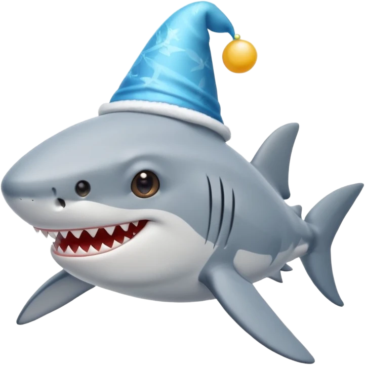 Cute Shark in a birthday hat  emoji