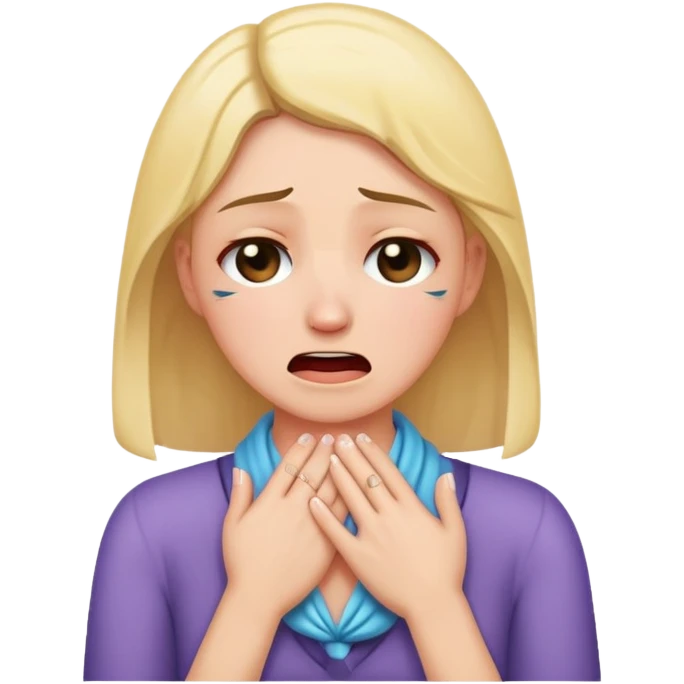 women holding hands around neck crying emoji