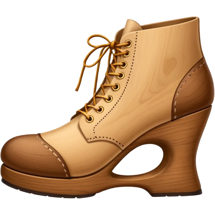 Un zapato de madera estilo Polonia . El zapato está tallado a mano. Pero de madera  emoji