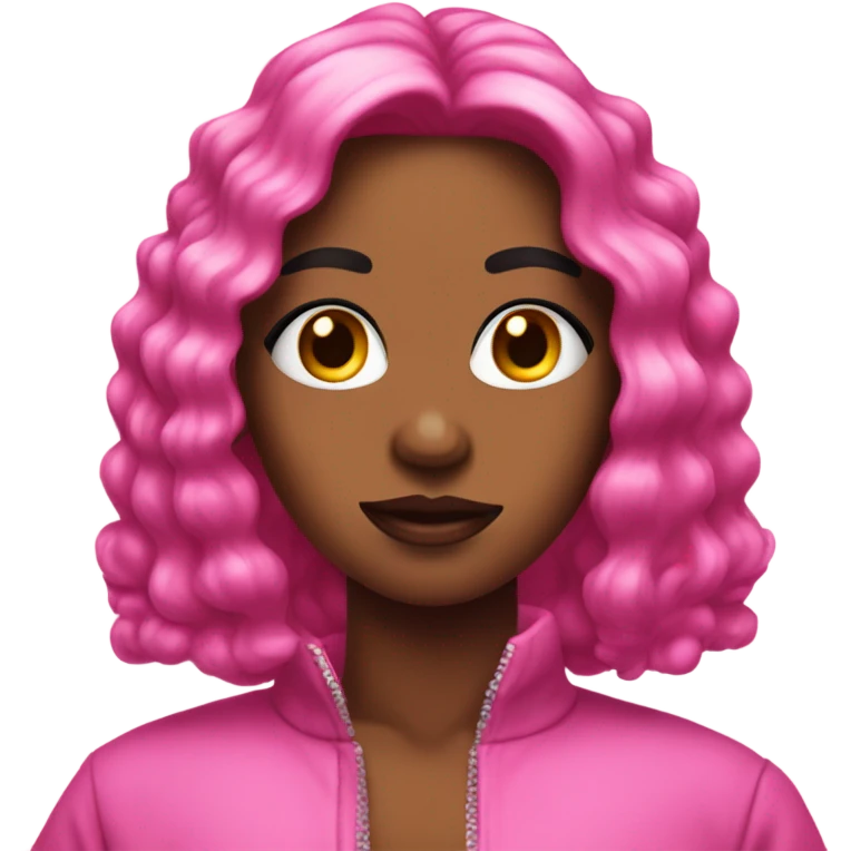 Baddie in pink with nails on  emoji