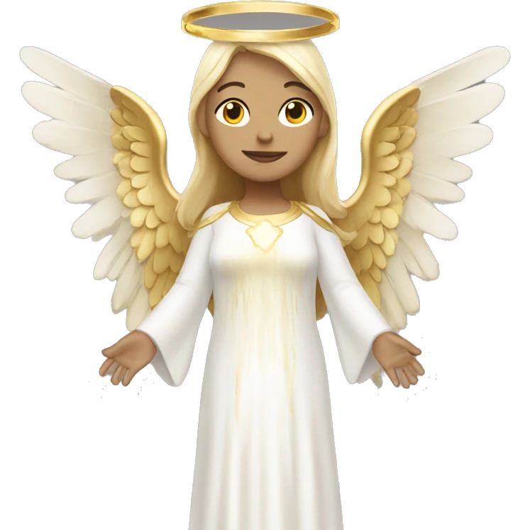White angel with gold dress and halo emoji
