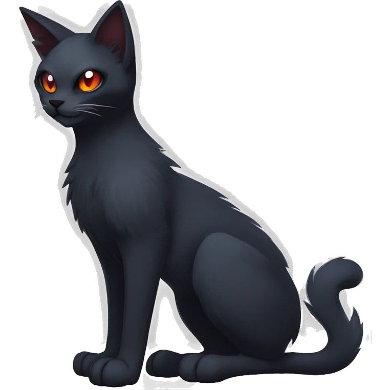 cool edgy fantasy dark-shadow-themed animal vampiric cat hybrid Fakemon full body emoji