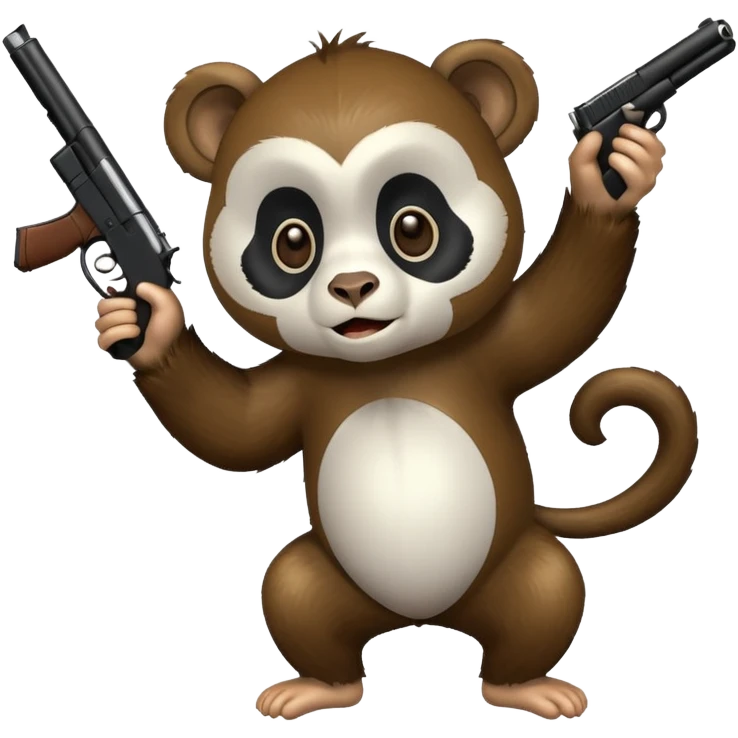 Monkey shooting a panda emoji