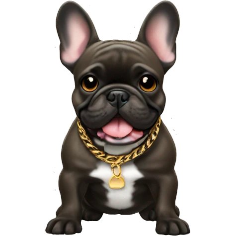  Brindle French bulldog with tongue and gold chain emoji