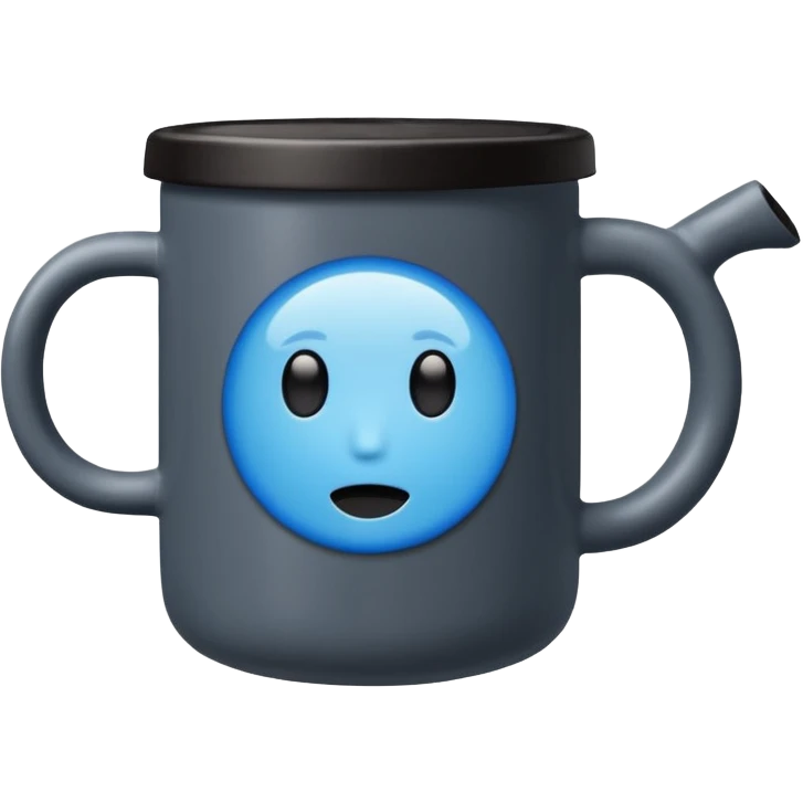 black hot coffee mug to go with black lid and a blue circle sticker emoji