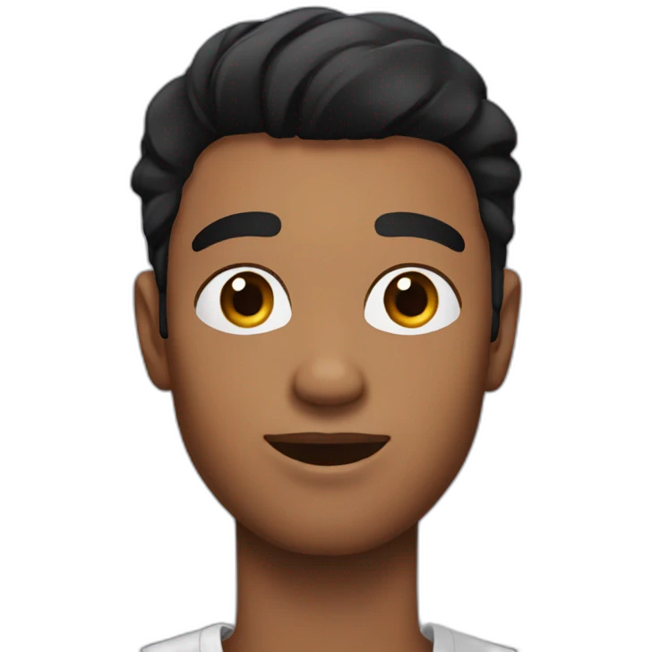 Black hair guy with tick eyebrows emoji