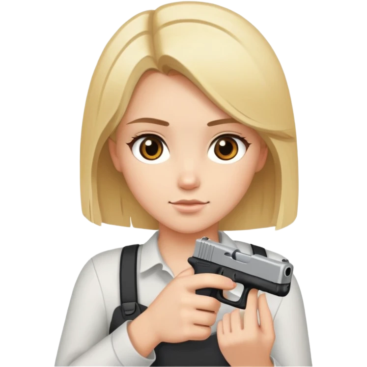 Blonde girl with brown eyes holding a glock emoji
