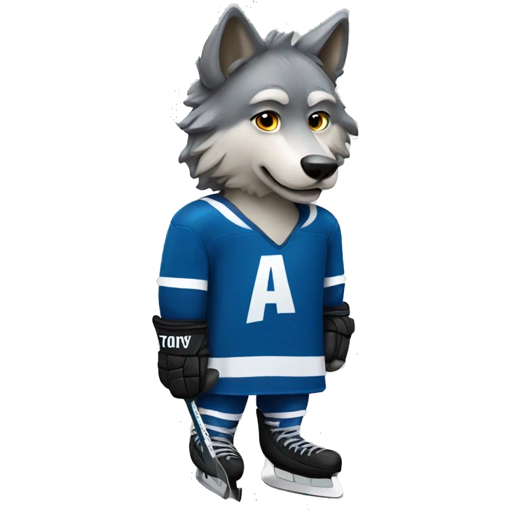 A wolf in hockey uniform emoji