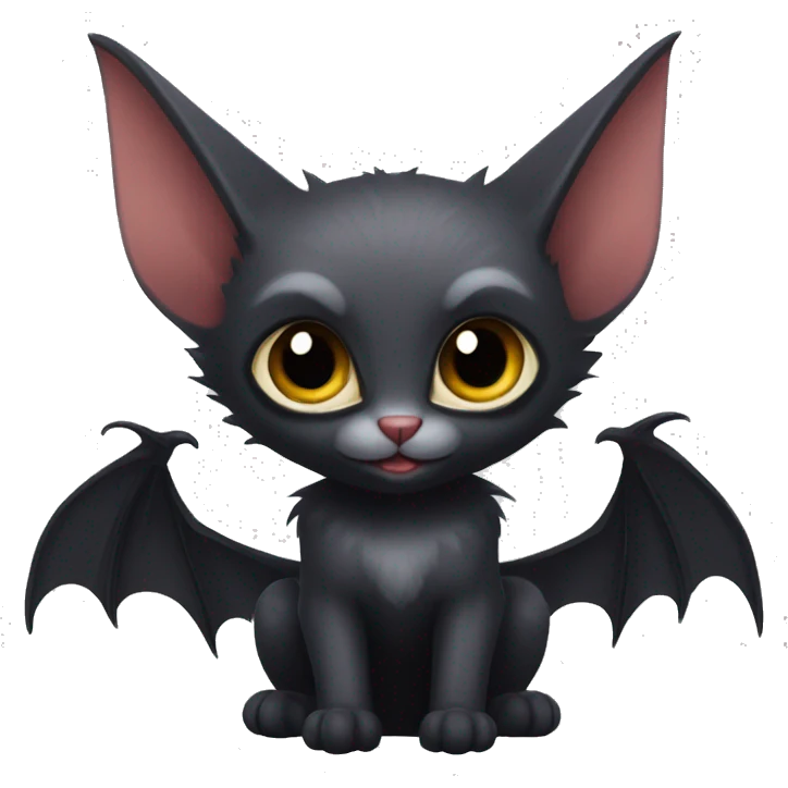 Black-Vampire-Batty-Lykoi-Cat-Fakémon-Cat With Bat-wings for ears emoji