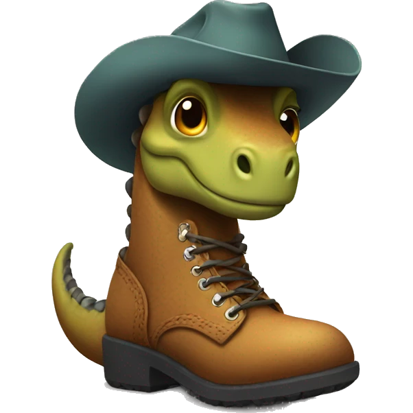 Dinosaur wearing western boots emoji