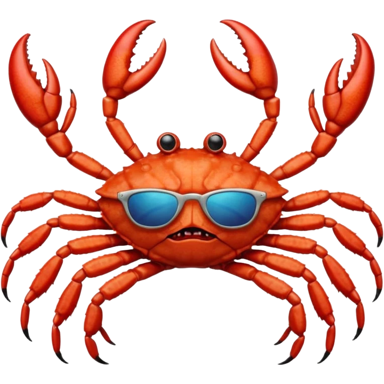 Female Alaska king crab with sunglasses with six legs and 2 claws  emoji