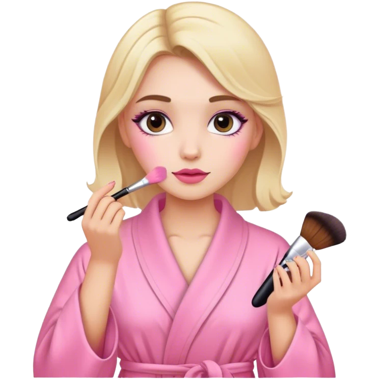 Niña maquillándose con batita rosa emoji