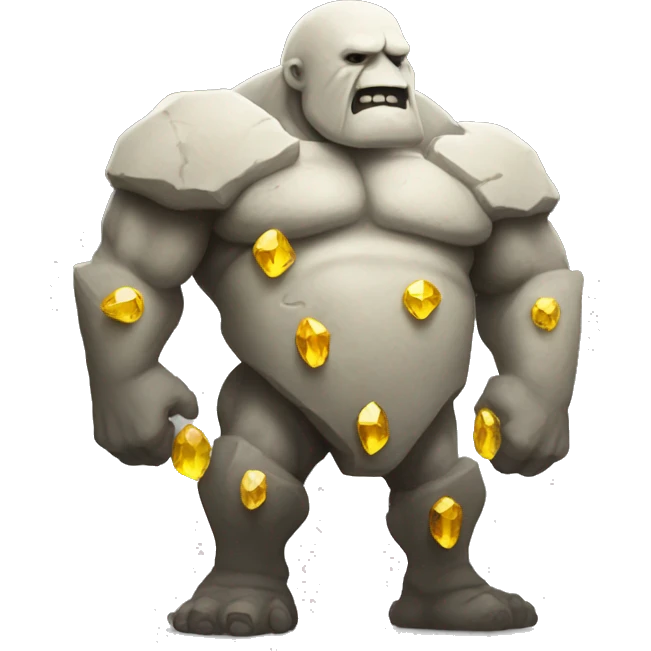 A white stone golem standing with some yellow gems on his back emoji