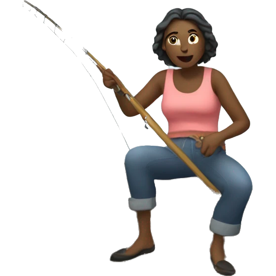 Woman on boat fishing emoji