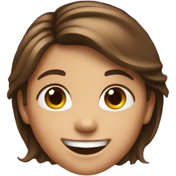 grinning girl with brown hair emoji