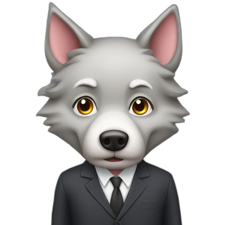 the old wolf from the pig story with business suit emoji
