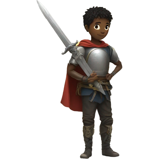 a circular moon and a boy  on it with sword and that boy  alittle light emoji