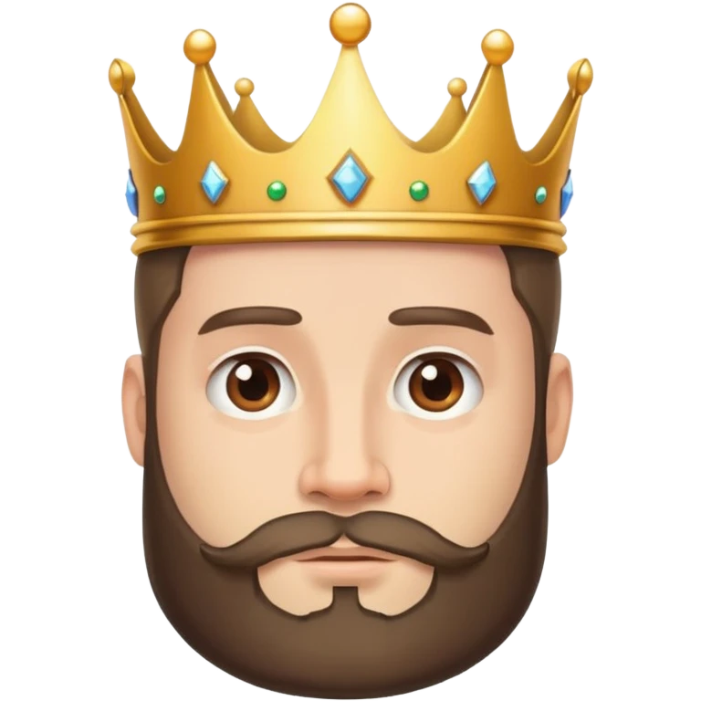 Man with beard short hair and crown on head emoji