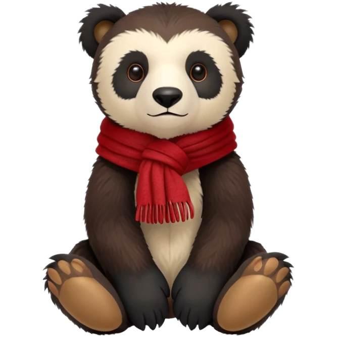 Jellycat Andean bear cub stuffed plush wearing a red scarf emoji