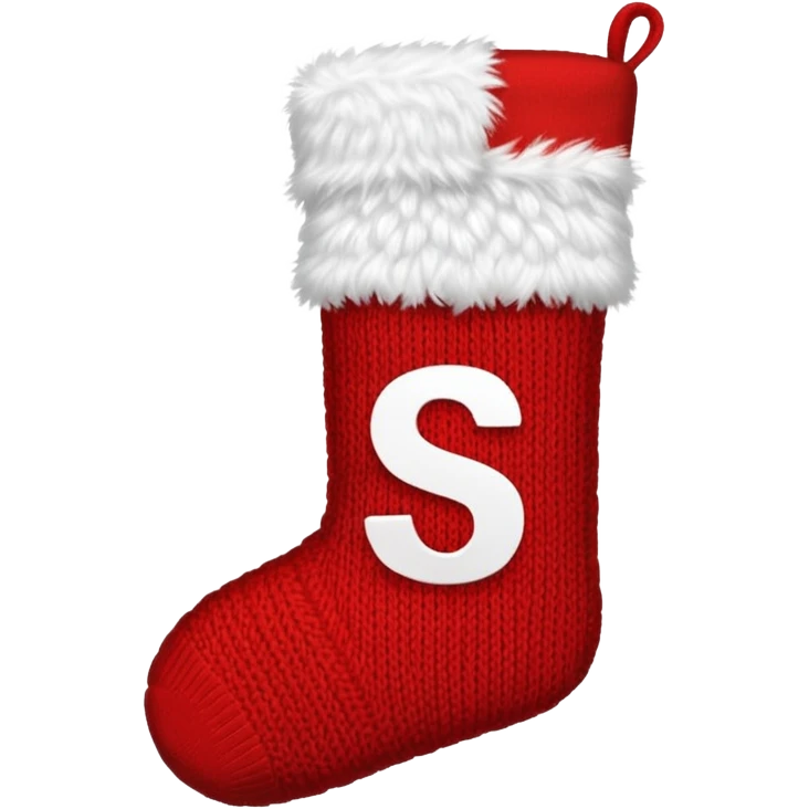 Christmas sock with white "S" logo emoji