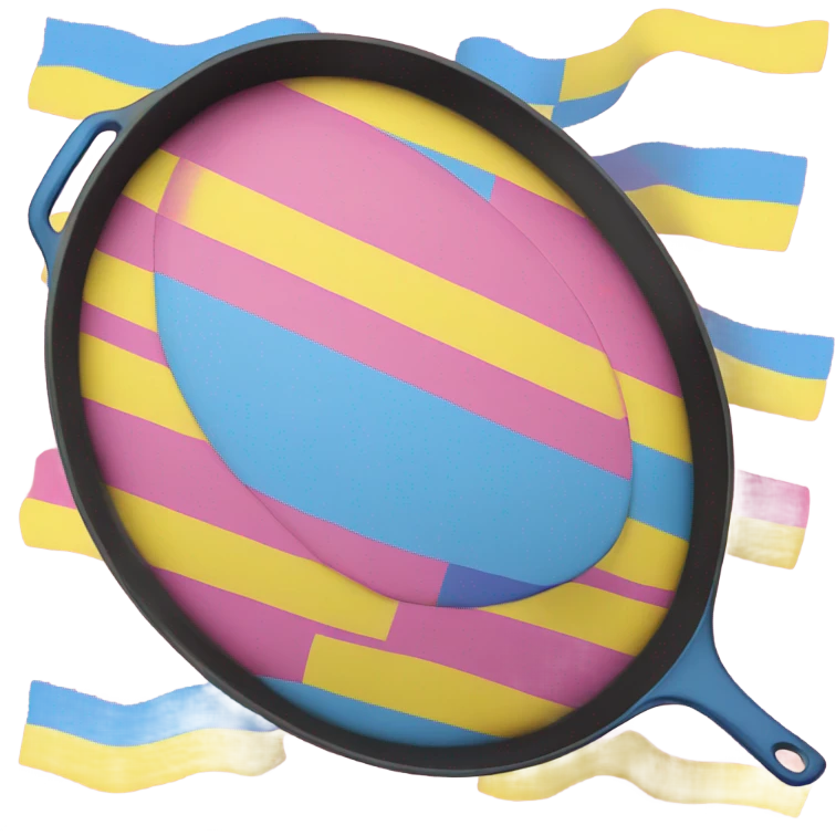 Frying pan with pansexual flag colors emoji