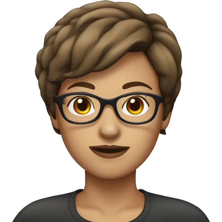 short brown hair woman with glasses emoji