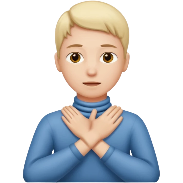 Crossing your hands and holding your necm emoji