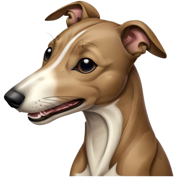 Cinematic Cute Yawning Brindle Greyhound Portrait Emoji, Head tilted slightly with a dramatic, wide-open yawn, showcasing a smooth brindle Fur with a refined pattern, floppy ears slightly drooping, round eyes barely open in drowsy contentment, Simplified yet irresistibly adorable features, highly detailed, glowing with a soft, cozy glow, high shine, relaxed yet expressive, stylized with a touch of whimsy, bright and endearing, soft glowing outline, capturing the essence of a sleepy yet affectionate racer, so drowsy it feels like it could stretch out of the screen and curl up for a nap! emoji