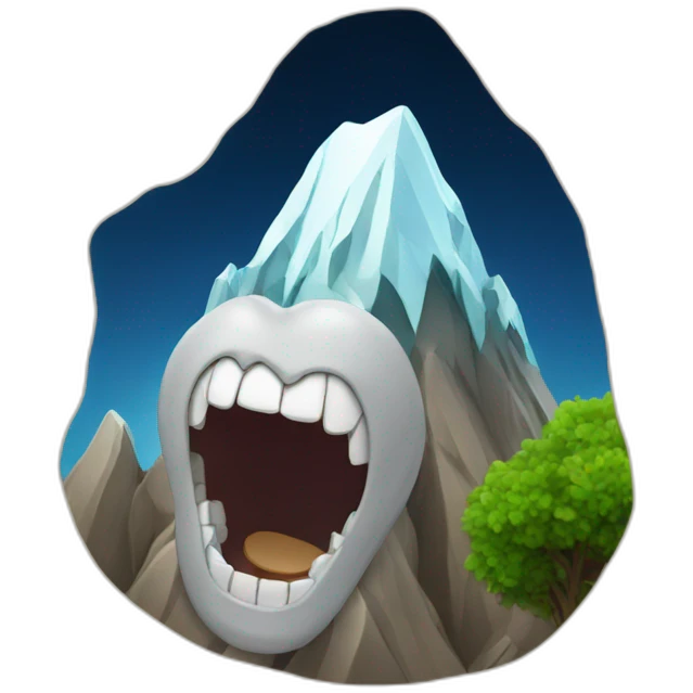 Mountain with a tooth emoji