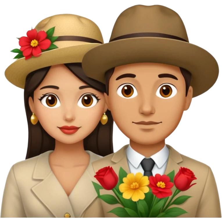 Couple having an adventure in Montenegro russian man and elegant  Latina girl flowers  emoji