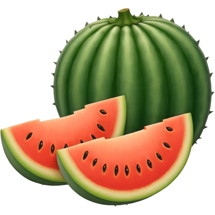 Stenocereus genus fruit without spikes, red, round, without top leafs instead something like a cantaloupe red mark where the fruit was cut emoji