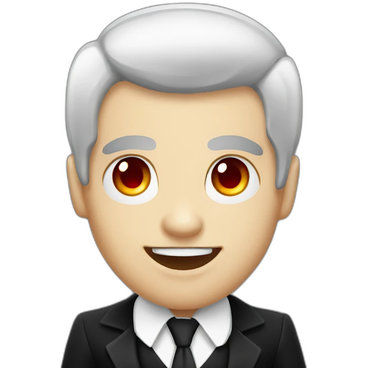 Vampire with black hair, red eyes and black suit emoji