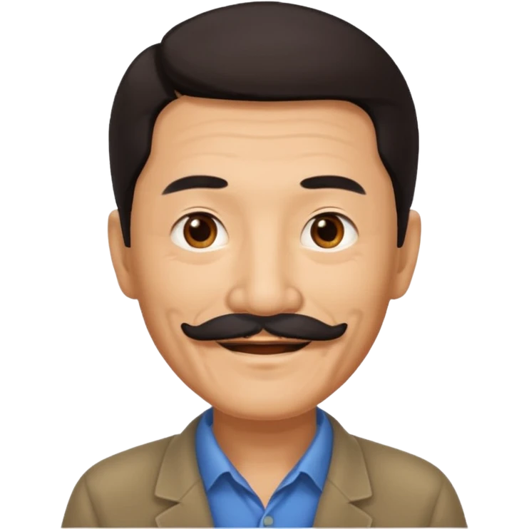 Older Chinese man with dark hair and full mustache emoji