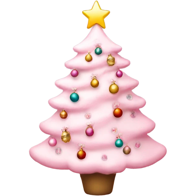 pretty light pink christmas tree with decorations  emoji