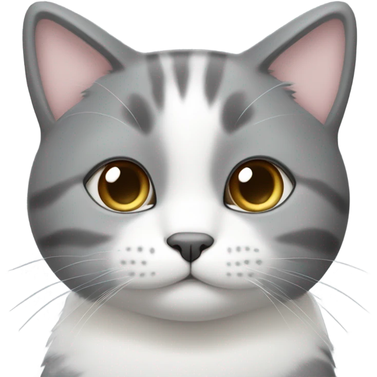 grey and white cat with no stripes emoji