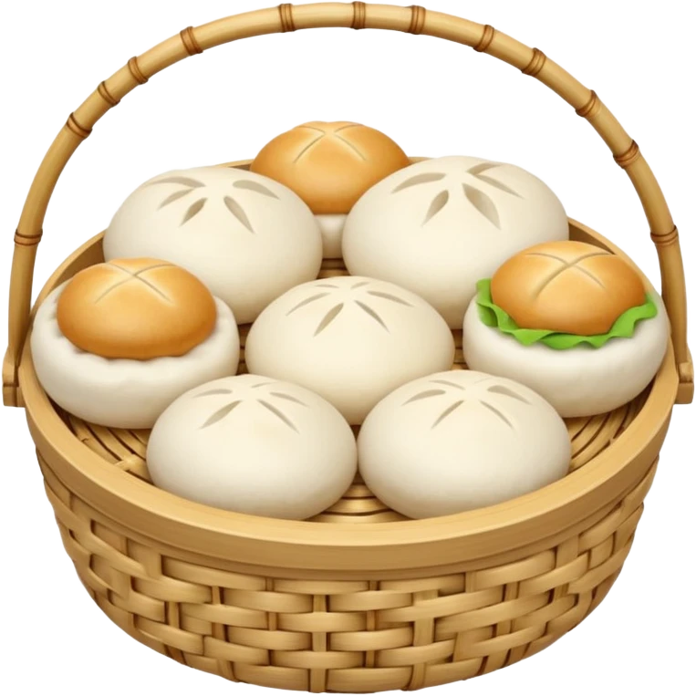 bao buns in bamboo steamer emoji