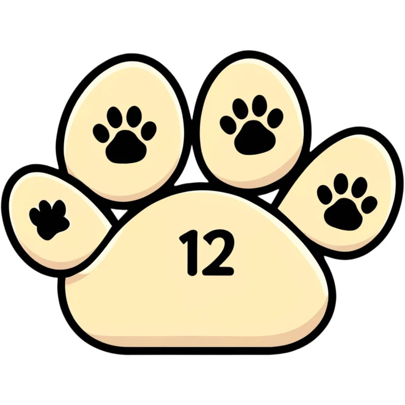 puppy paw print with number 12 inside emoji
