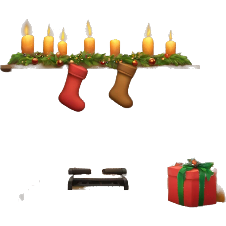 Christmas fireplace with gifts emoji