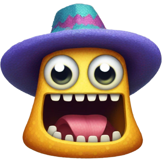 Pixel monster wearing hat emoji