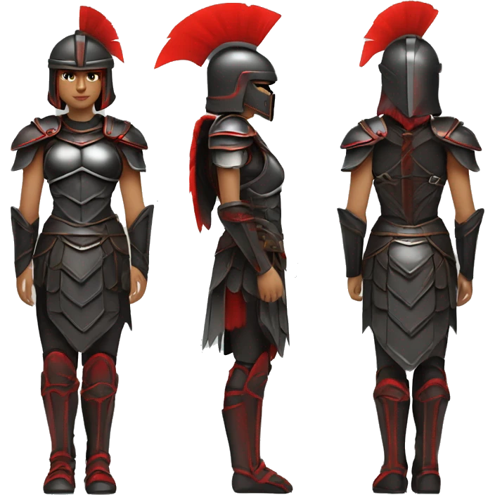 Fantasy spartan warrior female wearing detailed black armor with a red plumed helmet
 emoji