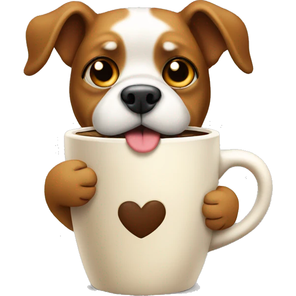 Dog hold a coffee emoji