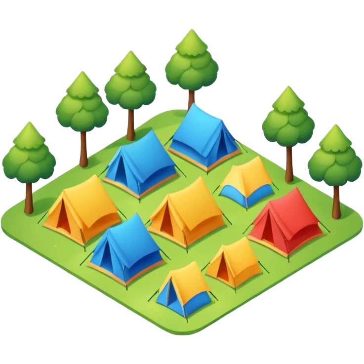 Tent vacation park isometric exterior emoji