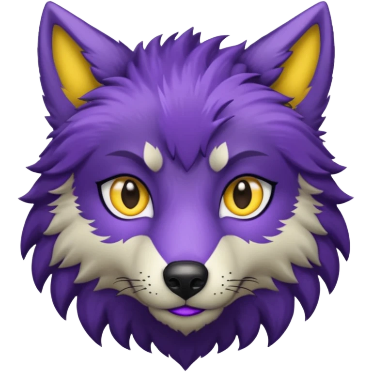 Loup noir et violet qui rit emoji