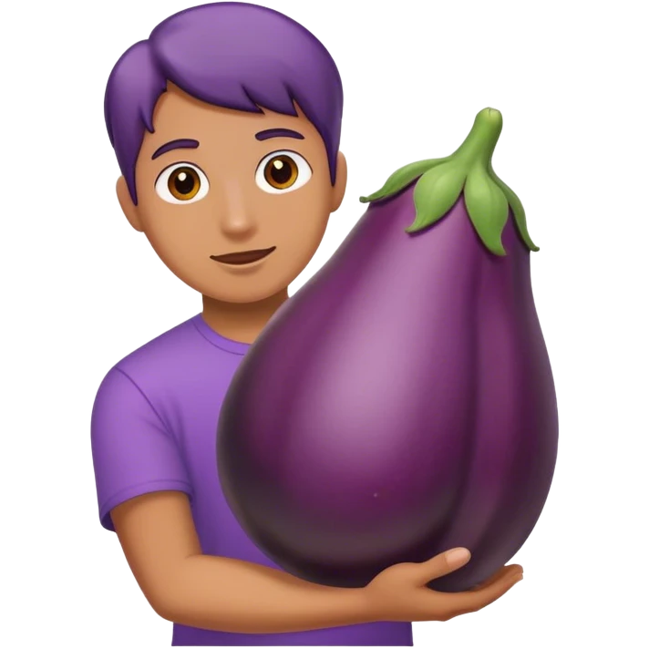 someone holding a eggplant emoji