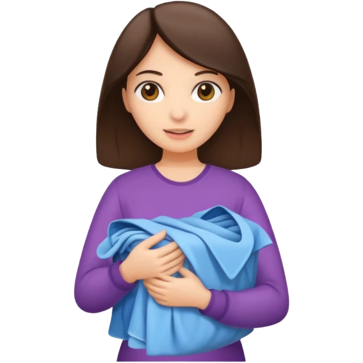 brunette woman holding laundry emoji