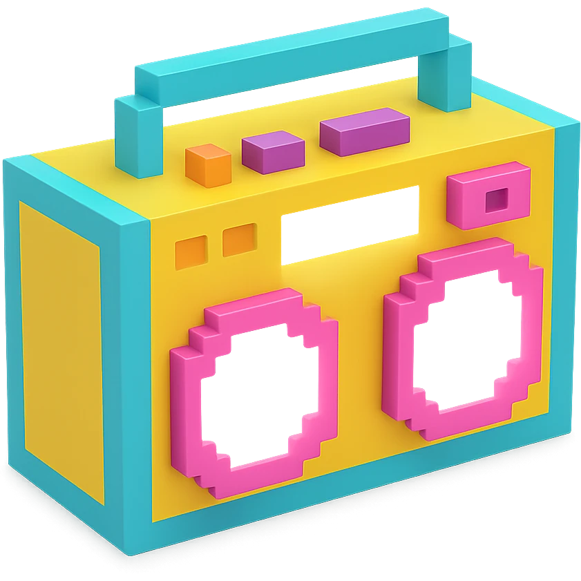 сделай белый святящейся бумбокс, no background emoji